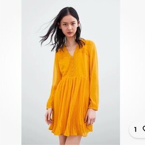 Zara SS19 Dotte Mesh Dress Mustard Small